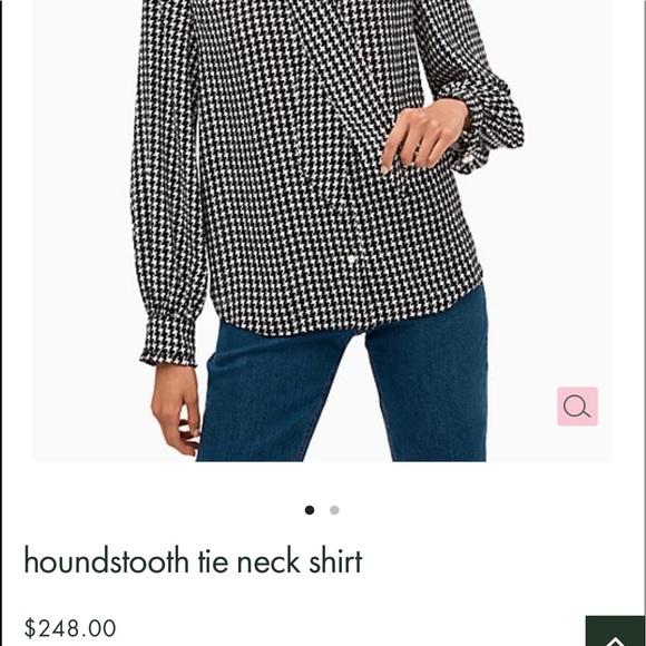 🎀 Kate Spade ♠️ Dashing Beauty Houndstooth tie neck Blouse - Picture 10 of 11